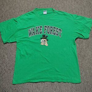 Vintage WAKE FOREST DEMON DEACONS Shirt Men XL Green College Sports Graphic
